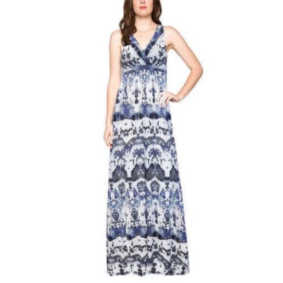 NEW! Matty M Maxi Dress Tie Dye Medium Stretchy V-Neck - Picture 1 of 13